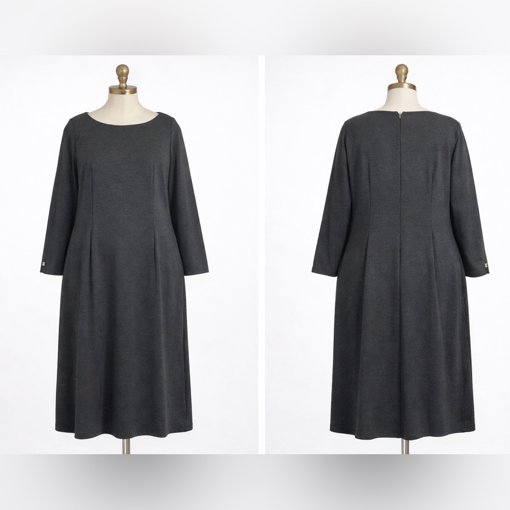 NWT Marina Rinaldi Plus Size 24 Jersey Knit Shift Dress in Charcoal Gray